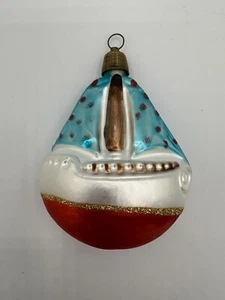 Blown Glass Sailboat Christmas Ornament Vintage - Picture 1 of 4