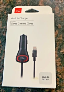 Verizon Vehicle Charger 9 Ft. Fixed Coiled Cable iPhone iPad SV/2.4A Output - Picture 1 of 8