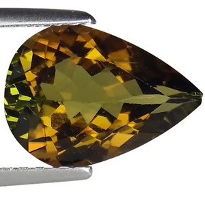 2.08 Ct Natural Tourmaline IGI Certified Gemstone Green Brown Pear Cut - Picture 1 of 2