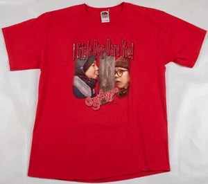 Vintage 2004 A Christmas Story Movie Promo "Triple Dog Dare You" Red Shirt Large - Picture 1 of 5