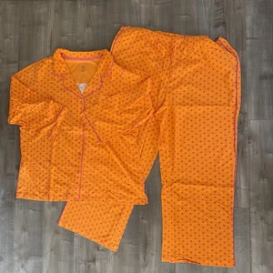 NEU Isaac Mizrahi Live Pyjama Set Knopf Shirt Hose 2XL Orange Zest Polka Dot - Bild 1 von 12