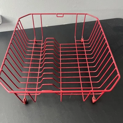 Подлинный винтажный металлический логотип Rubbermaid Dish Drainer Red Rack 14x12,5x5,5 дюйма - Изображение 1 из 4