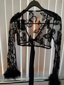 NWT Rave Wonderland Black Midnight Butterfly Gardens Sheer Top size Medium - Picture 1 of 6