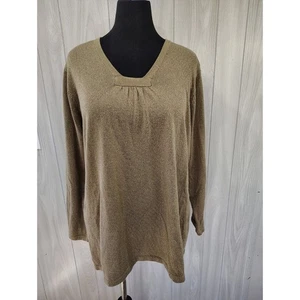 Avenue Damen Pullover olivgrün gold Flecken eckiger Ausschnitt Gr. 18/20 - Bild 1 von 10