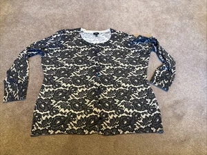 Talbots schwarz & cremefarben Spitzenmuster Design Knopf Cardigan Pullover Plus Größe 2X - Bild 1 von 9