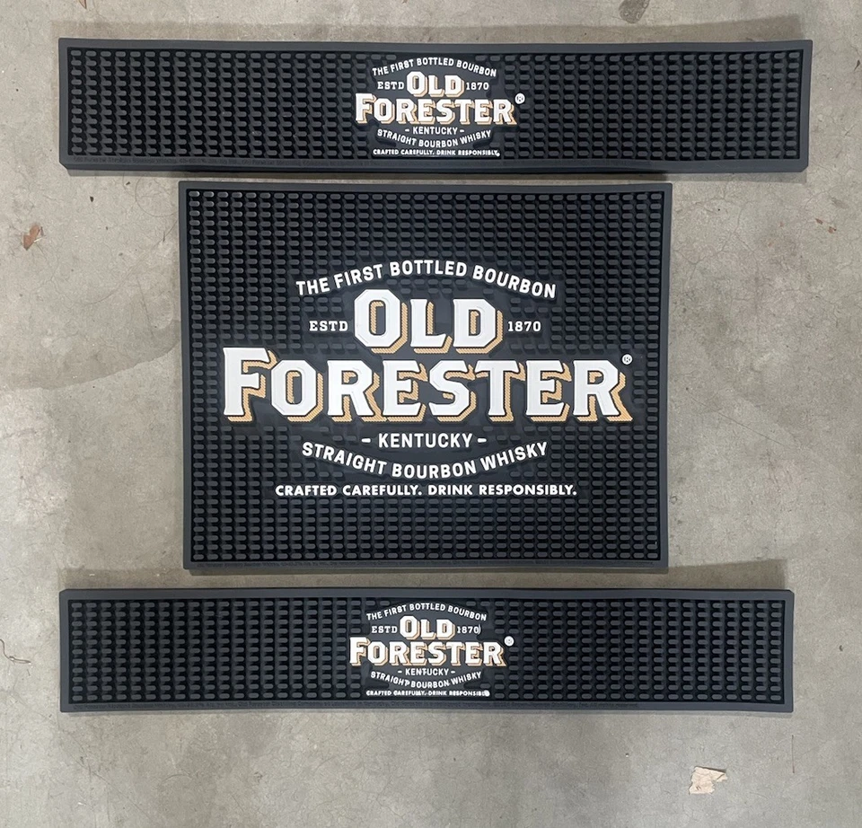 OLD FORESTER BOURBON WHISKY RUBBER BAR MAT SET OF 3- NEW / MINT - 14X11 - Image 1 of 1