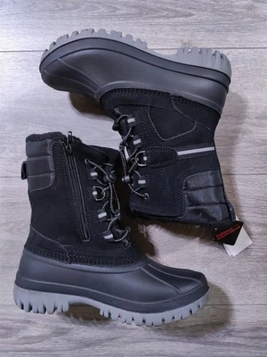 Lands End Boots Big Girls Size 3 Black Insulated Winter Snow Shoes Kids - Image 1 of 4