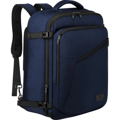 Reise Rucksack Herren Damen Flugzeug Handgepck Expandierbar 40L Blau - Bild 1 von 4