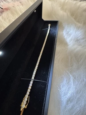 Brazalete de tenis de plata esterlina 925 de oro piedra moissanita certificada GRA de 7,5 pulgadas Foto 1 de 2