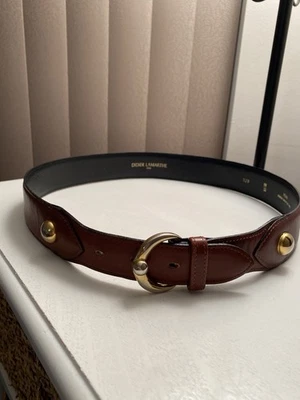 RARE VINTAGE DIDIER LAMARTHE PARIS  WOMENS BROWN LEATHER BELT GOLD/SILVER BUCKLE - Image 1 of 4