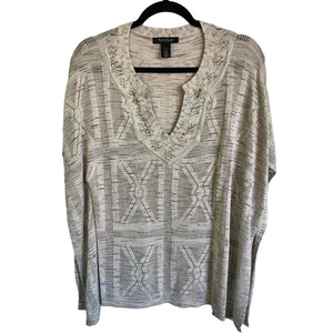 Poncho de hilo metálico WHBM estilo tejido abierto suéter de gran tamaño color topo crema XS - Imagen 1 de 5