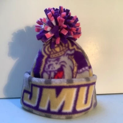 JMU James Madison Dukes SOMBRERO BEBÉ HECHO A MANO RECIÉN NACIDO GORRA GORRO POLAR Niña Rosa Foto 1 de 4