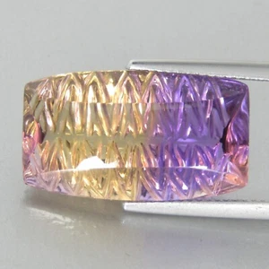 17.67Ct Lustrous Natural Ametrine 21x12x9.7mm Cushion Carving Collector Gemstone - Picture 1 of 4