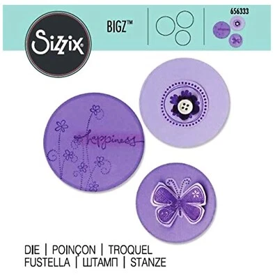 New Sizzix Bigz Circles die #656333 Retail $33.99 2", 2 1/4", 2 1/2" Circles