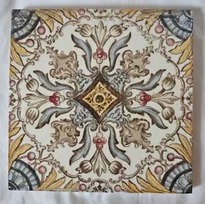 GORGEOUS ENGLISH ANTIQUE 6 INCH TILE, CIRCA 19TH CENTURY COLOURFUL - Picture 1 of 4
