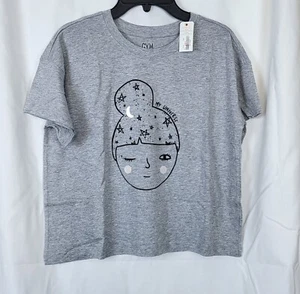 Gymboree NWT Girls Gray "My Universe" Short Sleeve Round Neck Top Size L 10/12 - Picture 1 of 5