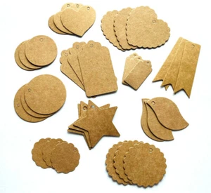 Kraftpapier Geschenkanhänger Papier Anhänger Tags Label Etiketten braun paper - Bild 1 von 33