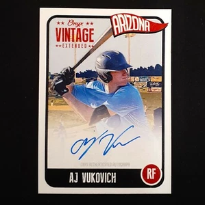 2020 Onyx Vintage Extended - AJ Vukovich Blue AUTO On Card Prospect /275 - Picture 1 of 2
