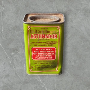 Dr R Schiffman’s ASTHMADOR 3 Oz Vintage Tin - Picture 1 of 6