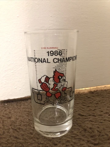 Louisville Cardinals Basketball 86/87 Schedule Glass 1986 NCAA Champions Cover