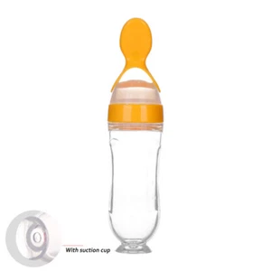 Safe Newborn Baby Feeding Bottle Toddler Silicone Squeeze Feeding Spoon Milk Bot - Picture 1 of 15