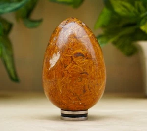 60MM Brown Calligraphy Stone Healing Metaphysical Egg - Photo 1 sur 7