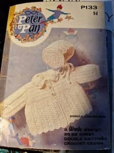 Copy Peter Pan DK baby Matinee Coats 20-22" Crochet Pattern P133 - Picture 1 of 3