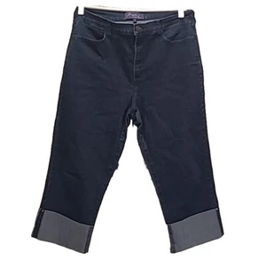 Not Your Daughters Jeans dunkel gewaschene Manschetten kurz hochrissig tailliert Größe 14 - Bild 1 von 8