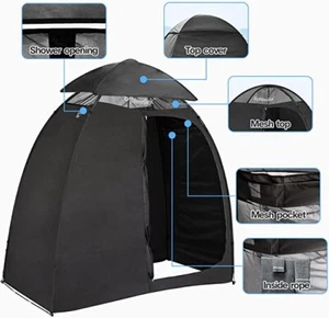 Outdoor 2 Rooms Shower Tent Pop Up Changing Room Portable Camping Privacy Space - Picture 1 of 6