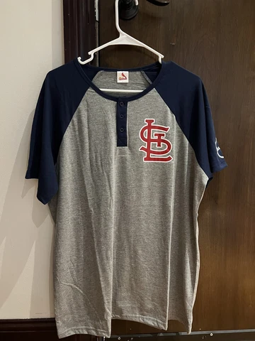 St Louis Cardinals Adult Mystery Henley Shirt DARK BLUE XL SGA 7/16/23 Cover