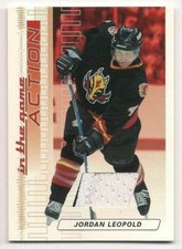 Jordan Leopold 03-04 Be A Player In the Game Action Game Used Jersey Ruby 500 2c