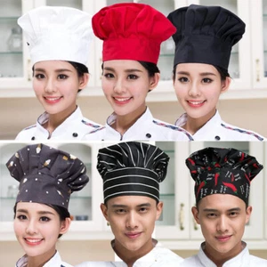 Chefs Catering Hat Pleated Cap Cook Food Prep Kitchen Round High Hat Resturant - Picture 1 of 22