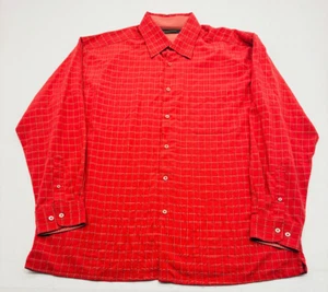 Bugatchi Uomo Long Sleeve Button Up Mens XL Red Check Dress Shirt 2338 - Picture 1 of 6