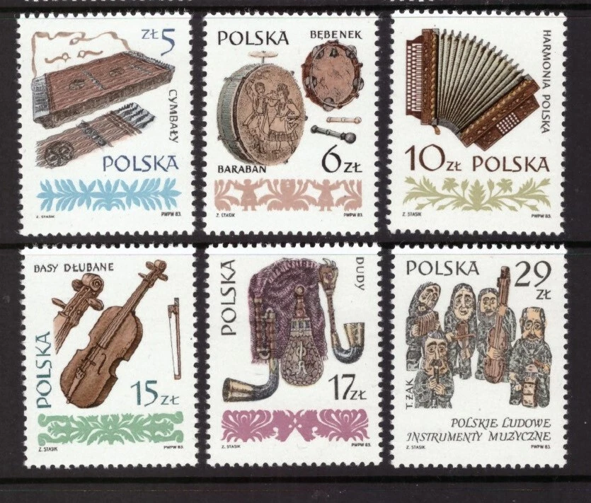 Poland 1984 Musical Instruments set MNH mint stamps - Image 1 of 1