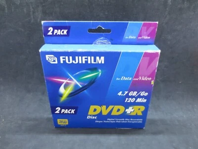 2 Pack Fujifilm DVD+R 4.7 GB 120 min Data / Video Recordable - Brand New - Image 1 of 2