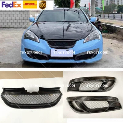 Carbon Fiber Front Grill And Fog Light Cover For Hyundai Genesis Coupe 2008-2012 - Image 1 of 3