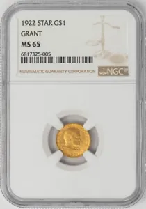 1922 $ Grant Gold Dollar With Star MS65 NGC 948162-5 - Picture 1 of 4