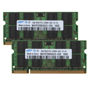 Samsung 4GB 2x 2GB 2Rx8 DDR2 667Mhz PC2-5300 RAM SODIMM Laptop Memory 200pin CL5 - Picture 1 of 10