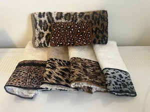 Lot Of 5 VTG Animal Print Hand Towels and Washcloth Dundee Hampton Manor - Picture 1 of 5