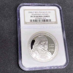 Ben Franklin Scientist Commemorative Silver Dollar 2006-P NGC PF 70 Ultra Cameo - Picture 1 of 2