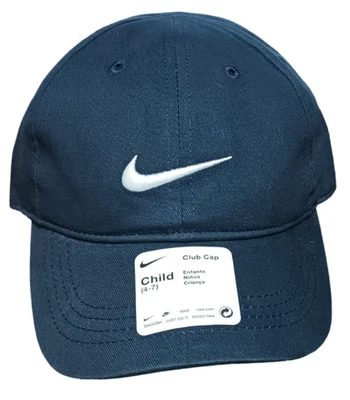 Nike Club Cap Kids Youth Swoosh Adjustable Hat Obsidian White Size 4-7 New - Image 1 of 4
