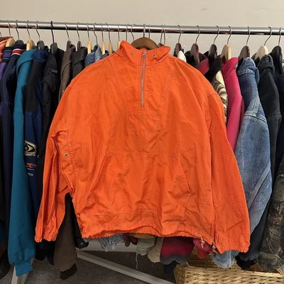 Vintage Old Navy Jacket Mens Medium Orange Anorak Windbreaker Packable Hood 90s - Image 1 of 4