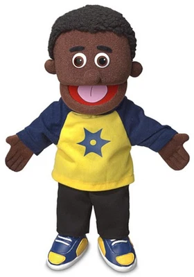 14" Jordan, Black Boy, Hand Puppet - Image 1 of 4