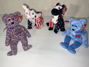 TY BEANIE BABYS 4 STÜCK LEFTY, RIGHTY, USA & AMERIKA KOSTENLOSER VERSAND - Bild 1 von 1