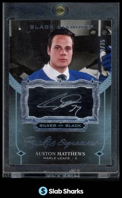 2016 UPPER DECK BLACK DIAMOND AUSTON MATTHEWS SILVER ON BLACK ROOKIE AUTO RC /35 - Image 1 of 4