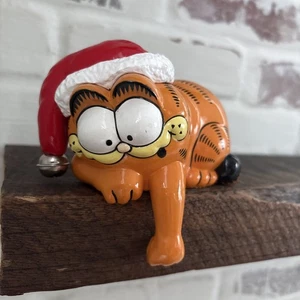Vtg Enesco 1978 Christmas Garfield Cat Stocking Hanger Holder Derpy Face - Picture 1 of 9