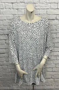 ALFANI DAMEN SCHWARZ & WEISS GEOMETRISCHER DRUCK 3/4-ÄRMEL OBERTEIL GRÖSSE 3X - Bild 1 von 4