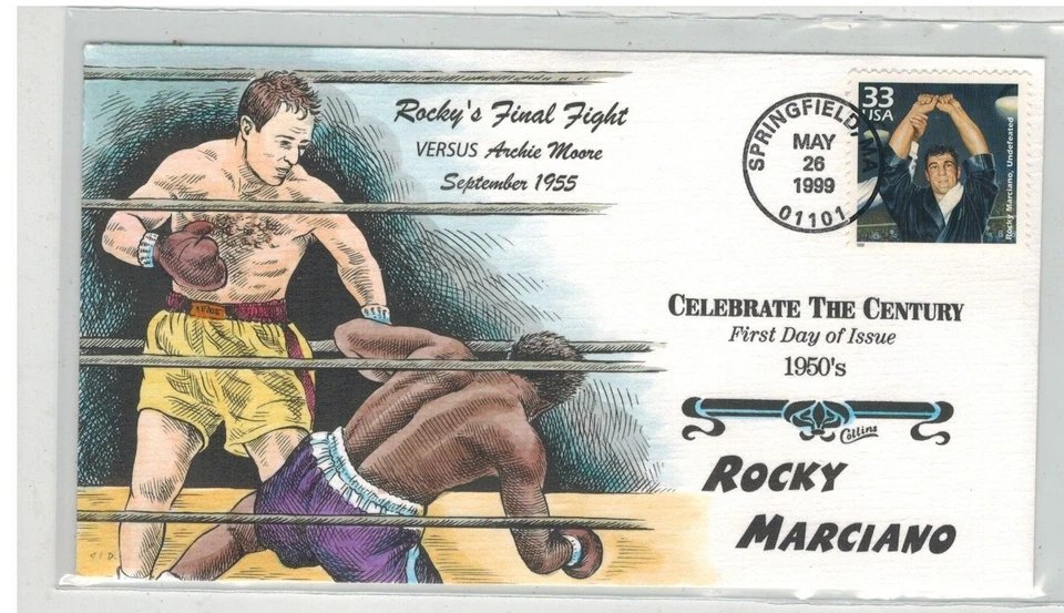 COLLINS HANDPAINTED 1950s CELEBRATE CENTURY BOXING CHAMP ROCKY MARCIANO - Image 1 of 1