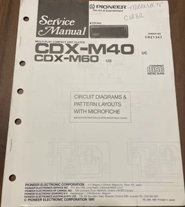 Pioneer CDX-M40 / CDX-M60 Compact Disc Player Original Service Repair Manual - Picture 1 of 1