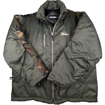 First Down Puffer Jacket Mens Large Green Camo Polyester Filled Insulated Hooded - Image 1 of 4
